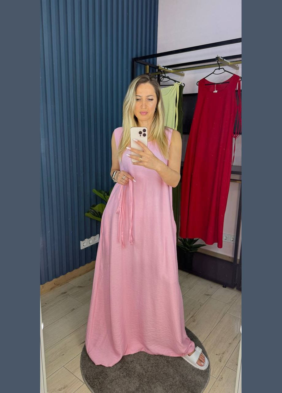 Розовое повседневный платье женское Гермес однотонное