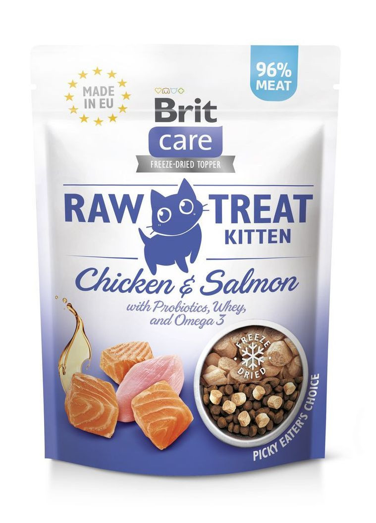 Ласощі для кошенят Brit Raw Treat Kitten Freeze-dried з куркою і лососем, 40 г Brit Care (365593099)