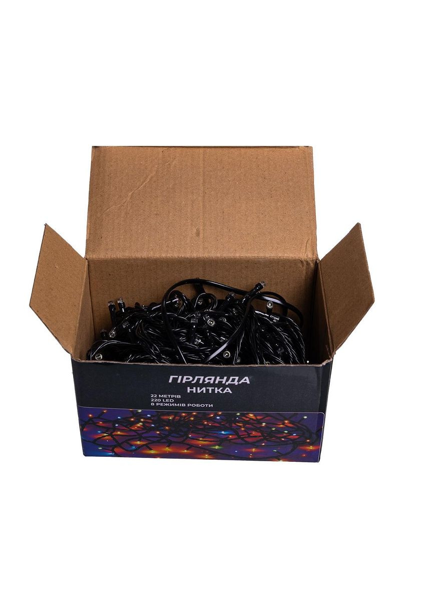Новорічна гірлянда кімнатна нитка 22 м 220 LED чорний провід Білий W220LED22MBW Garlando (370707831)
