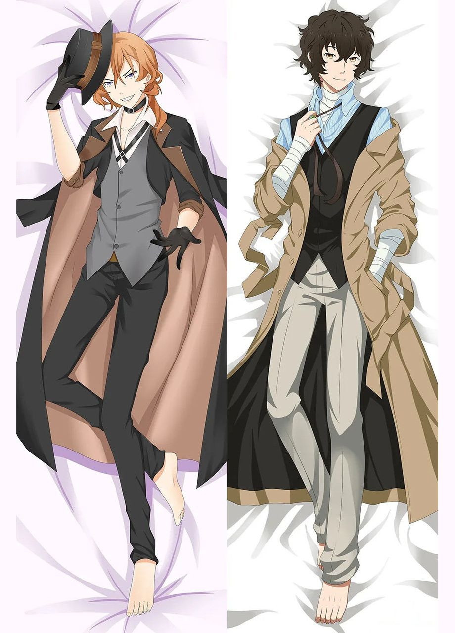 Подушка дакімакура двостороння Dazai & Chuuya Nakahara - Bungou Stray Dogs 100см No Brand (327842926)