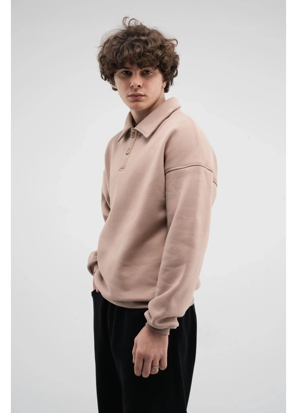 Бежевый свитшот-поло мужской beige Taboo clothing company (391917837)