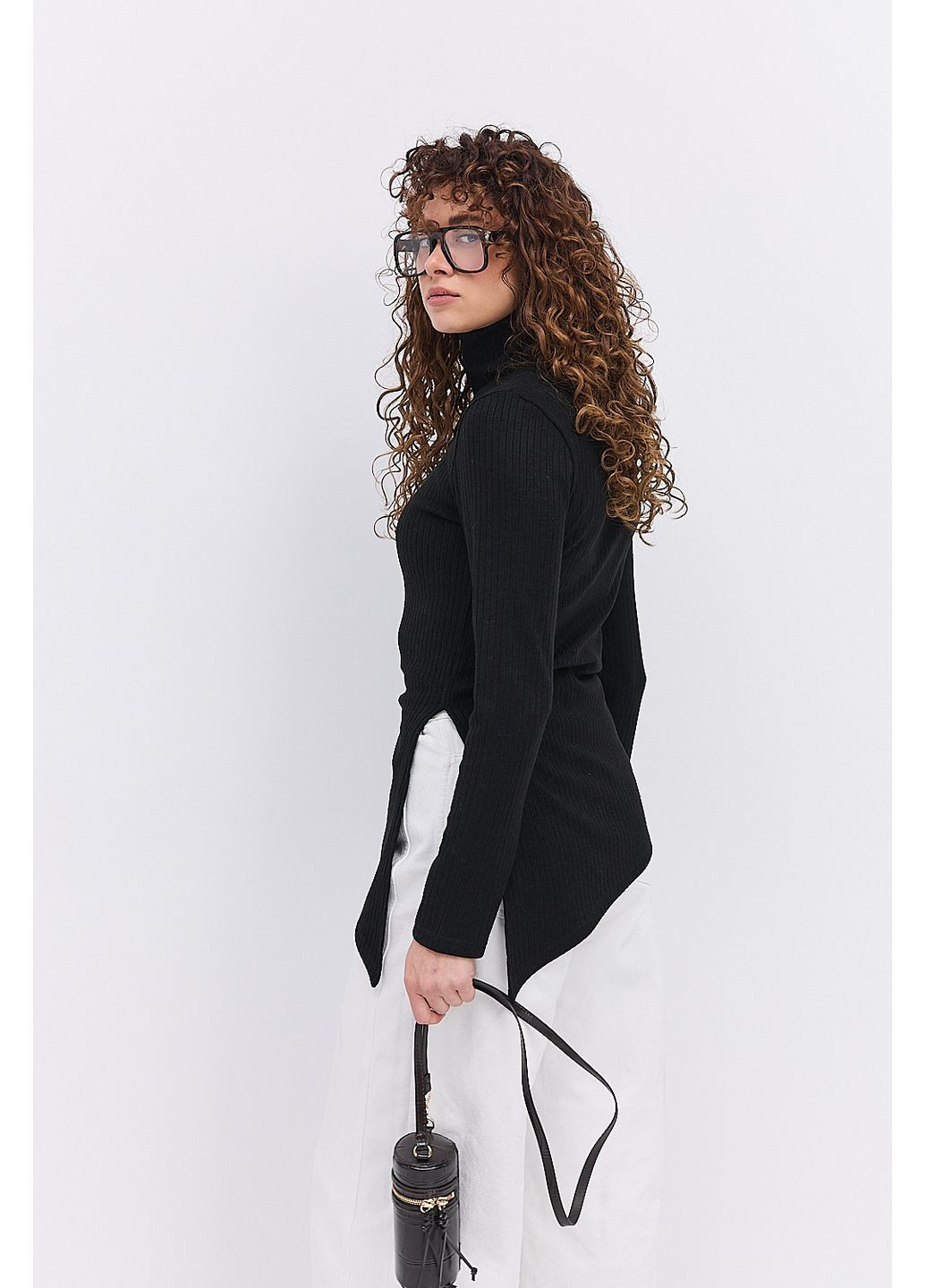 Женская трикотажная кофта в серый рубчик с асимметричным низом Arjen (364967602)