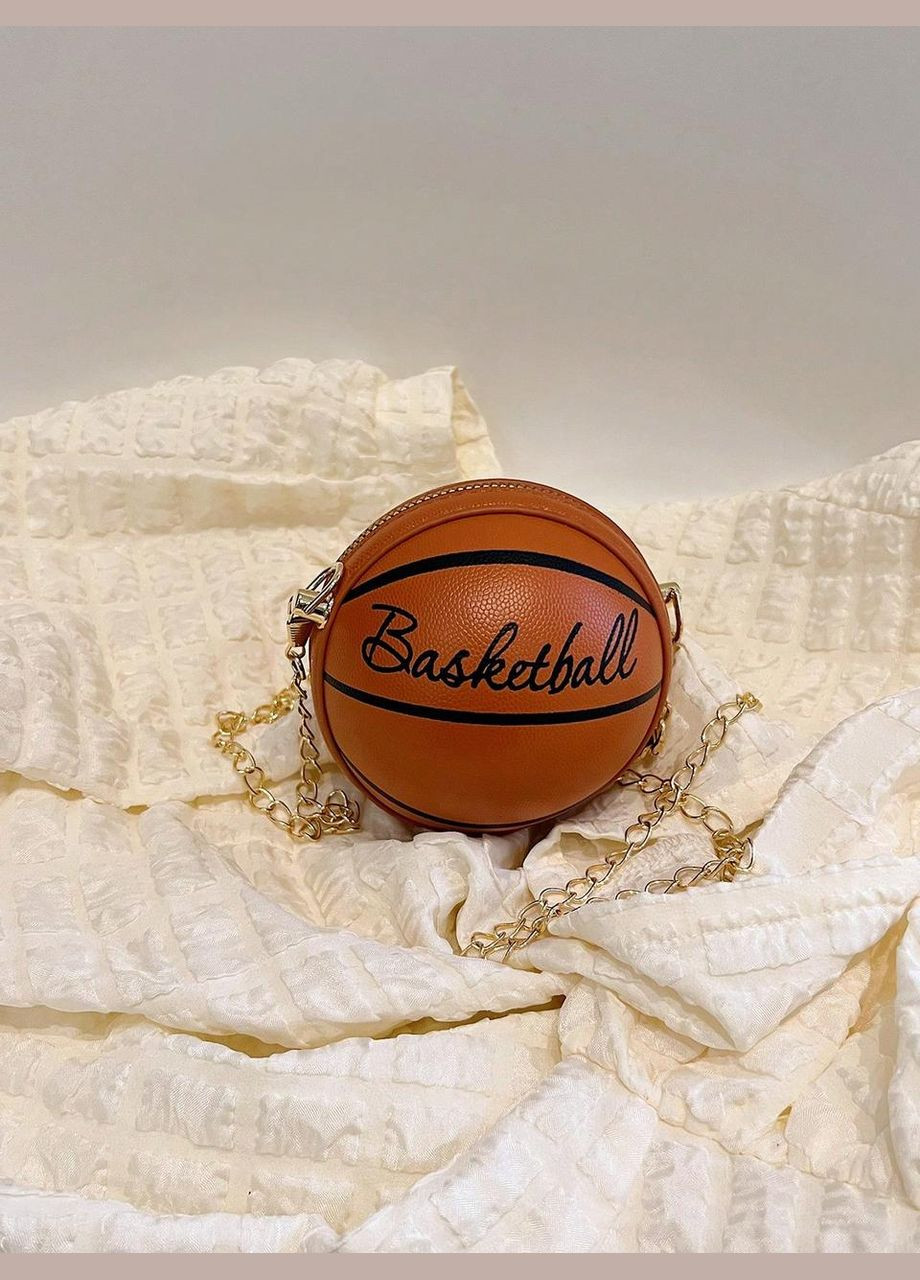 Жіноча кругла сумка маленька 10407 BASKETBALL м'яч на ланцюжку коричнева No Brand (313235634)