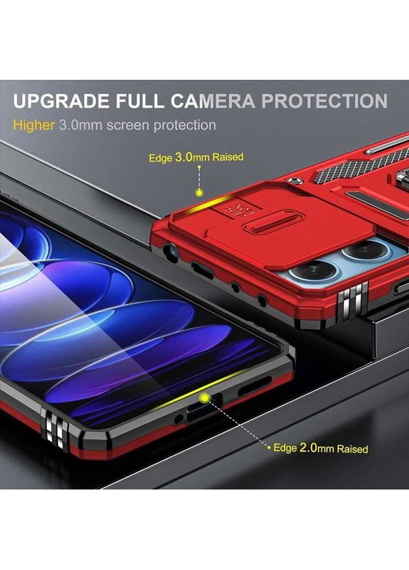 Ударостойкий чехол Camshield Army Ring для Xiaomi Redmi 12 / Poco M6 Pro 5G Красный Epik (372499300)