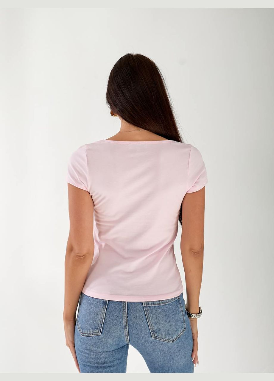 Жіноча базова футболка рожевого кольору 33326 No Brand - (334302530)