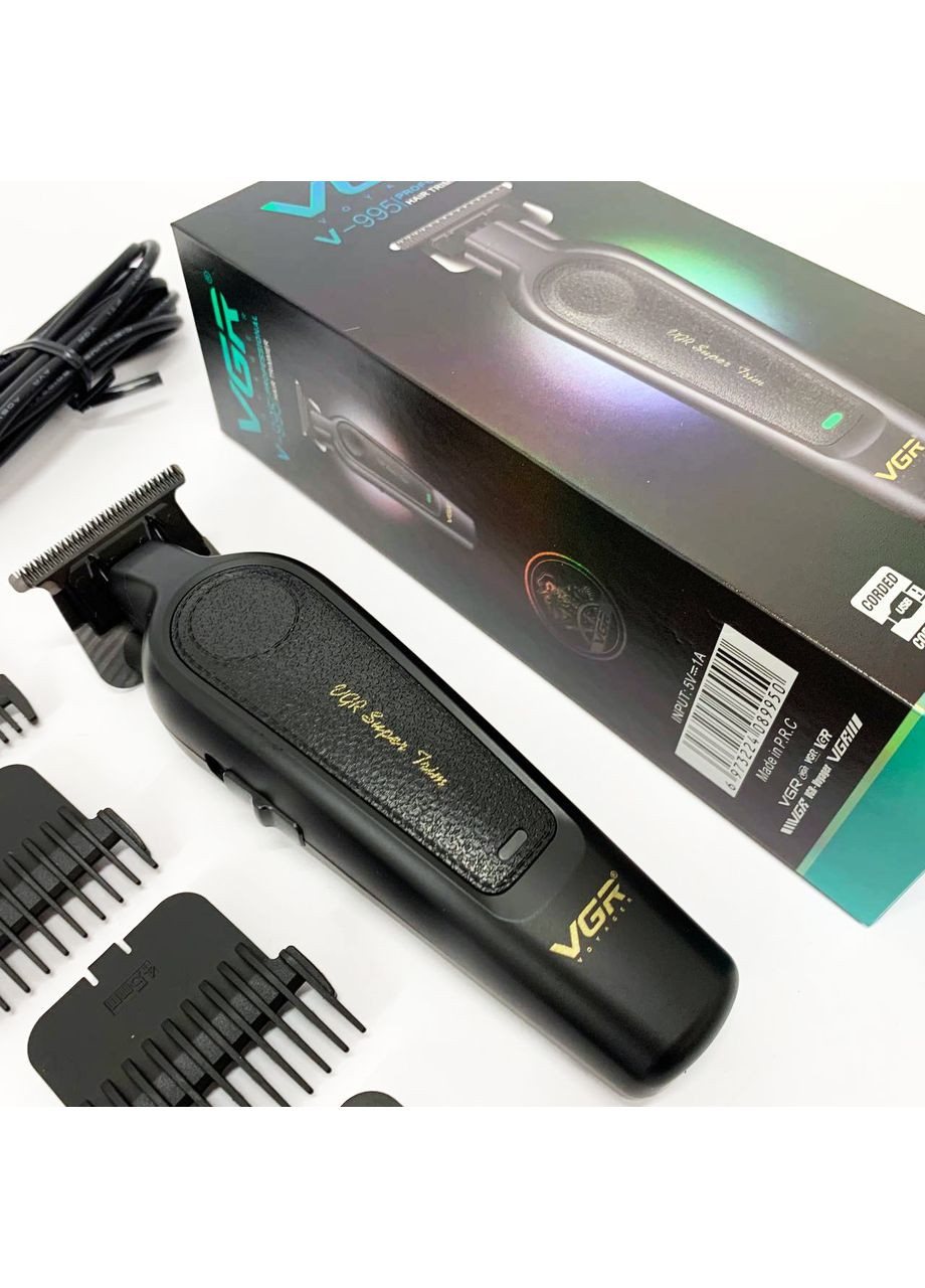 Аккумуляторная машинка для стрижки V-995 + 4 насадки, 2000 мАч, USB VGR (364665577)