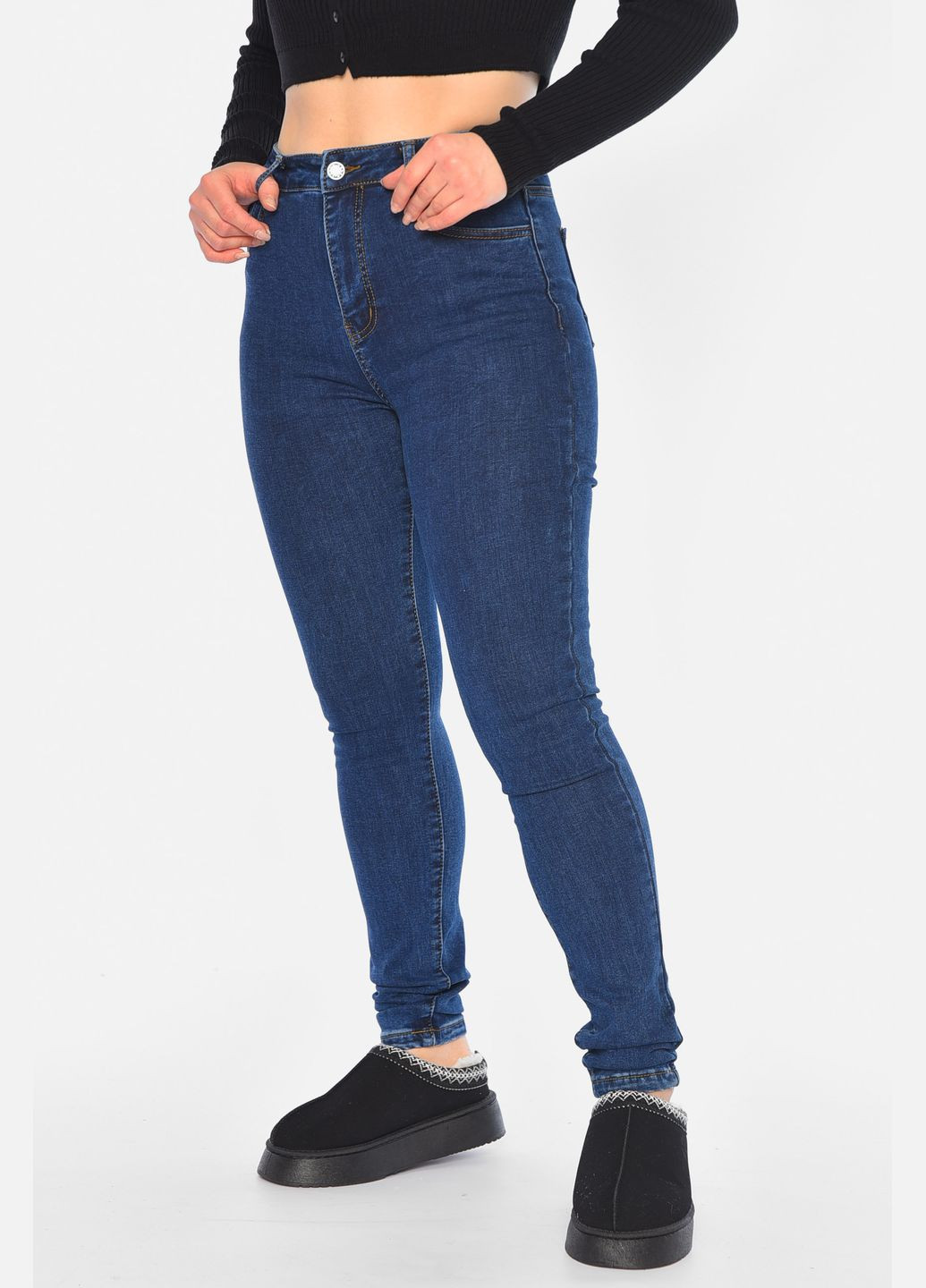 Джинси жіночі утеплені синього кольору Let's Shop - (315040445)