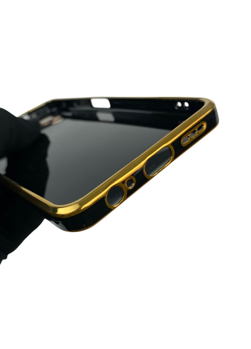 Чохол для Redmi Note 10S з кільцем-підставкою із золотою окантовкою на сяомі редмі нот 10с чорний gs1 Xiaomi (366231547)