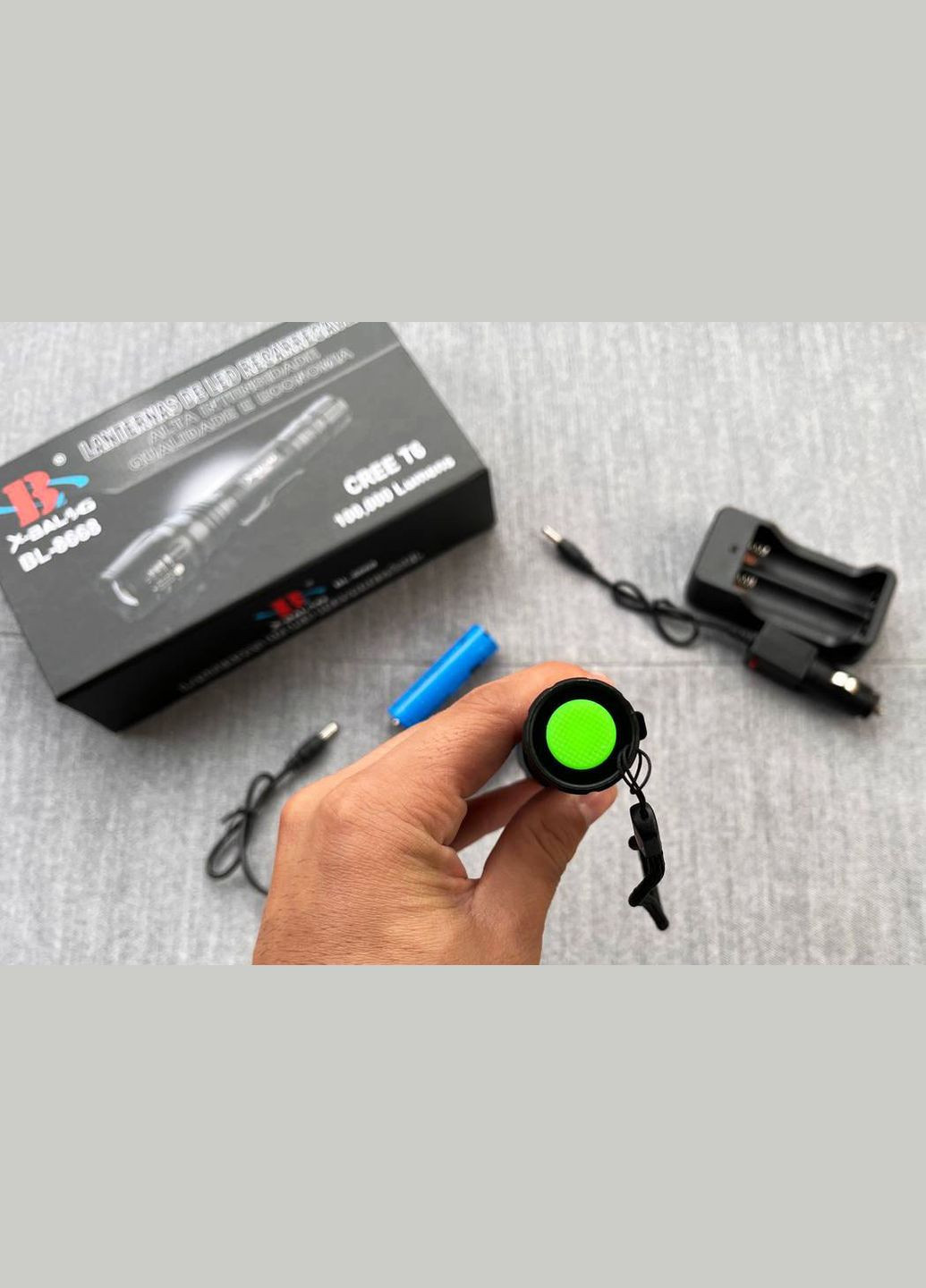 Ліхтар ручний акумуляторний BL-8668 з кліпсою та ремінцем зум CREE T6 2x18650 ZOOM X-Balog (297332040)