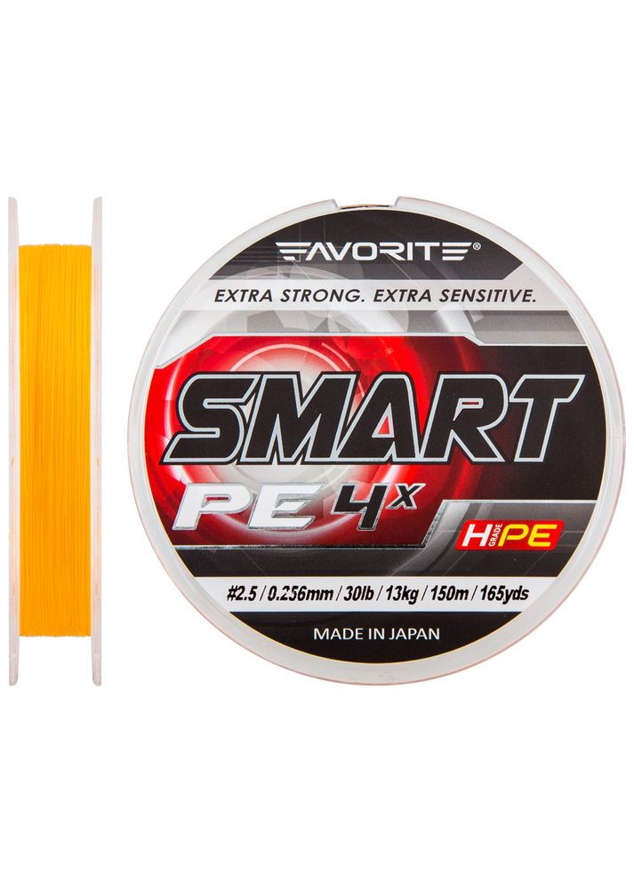 Шнур Smart PE 4x 150м (оранж.) #2.5/0.256мм 13кг 1693.10.21 Favorite (316517150)