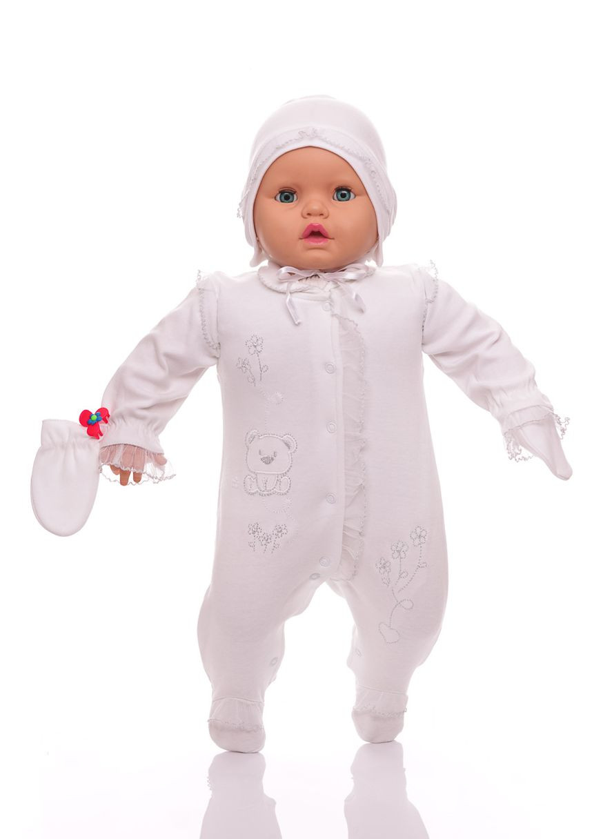 Человечек для девочки трикотажный с чепчиком белый 62 см (27093) BABYKROHA (297200413)