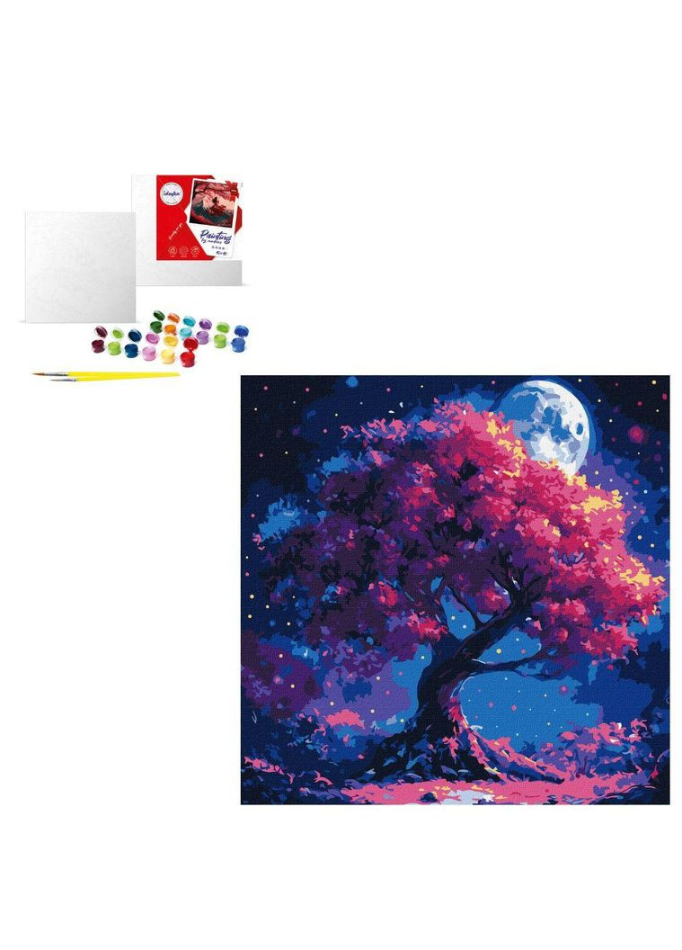Набор для росписи по номерам "Силуэт дерева" 40х40см (KHO6384) Ідейка (338532444)