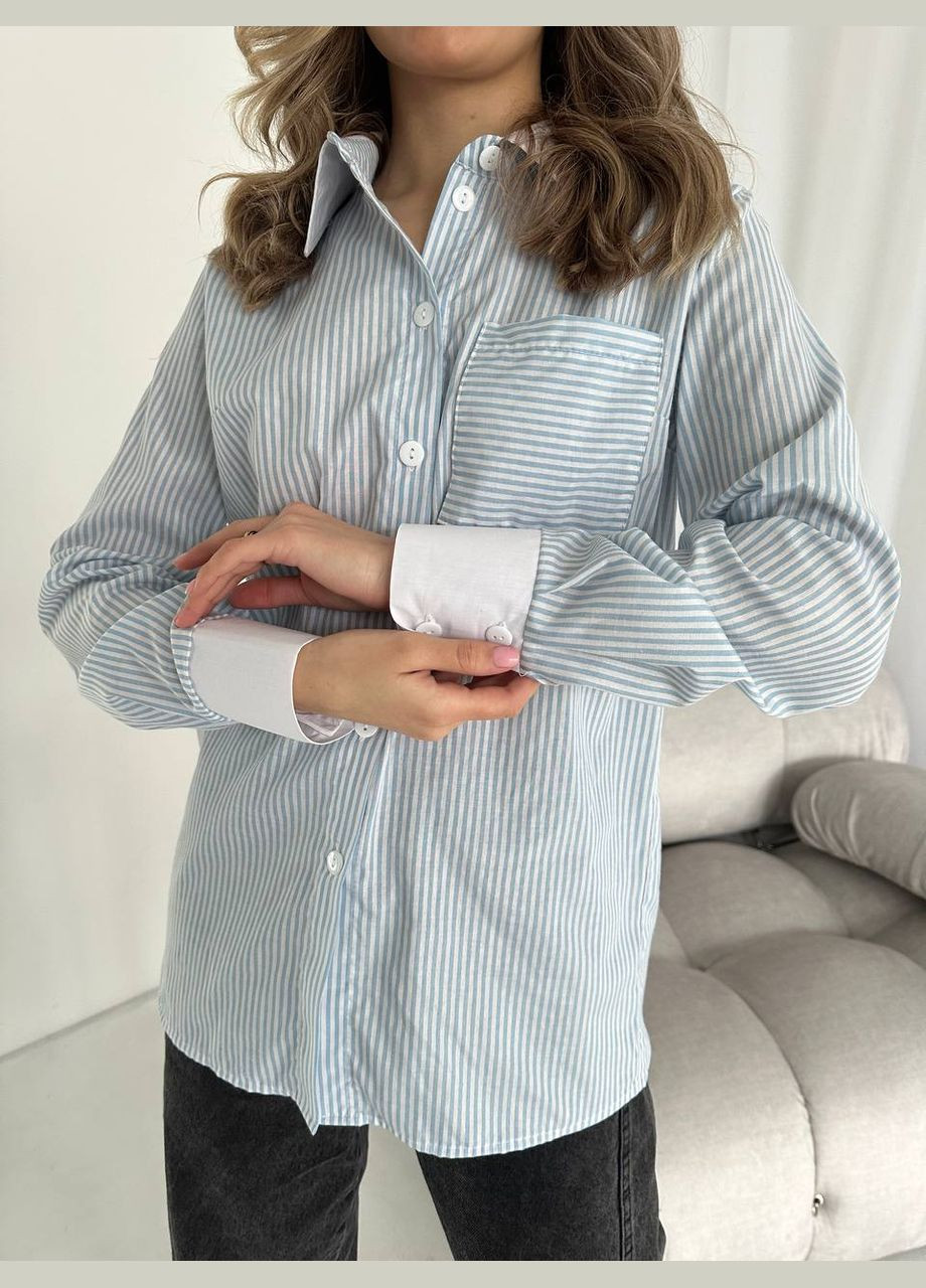 Светло-голубой классическая, кэжуал рубашка в полоску Vakko с длинным рукавом