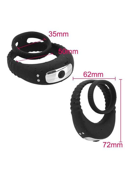 Чорне потрійне ерекційне віброкольцо на пенис і мошонку USB No Brand (368893162)