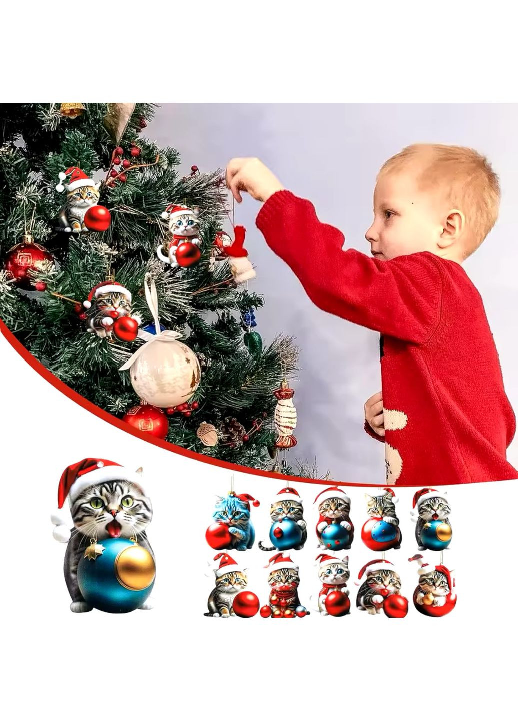 Подвеска для декора дома ёлочная игрушка в виде играющего котенка, подвеска на ключе, в машину, брелок No Brand (314813400)