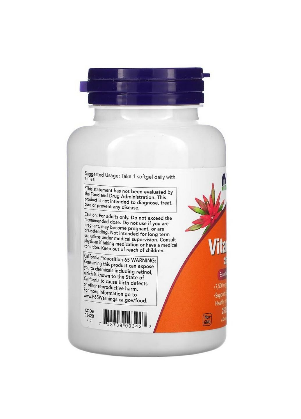 Вітаміни та мінерали Vitamin A 25000 IU, 250 капсул Now (294929059)