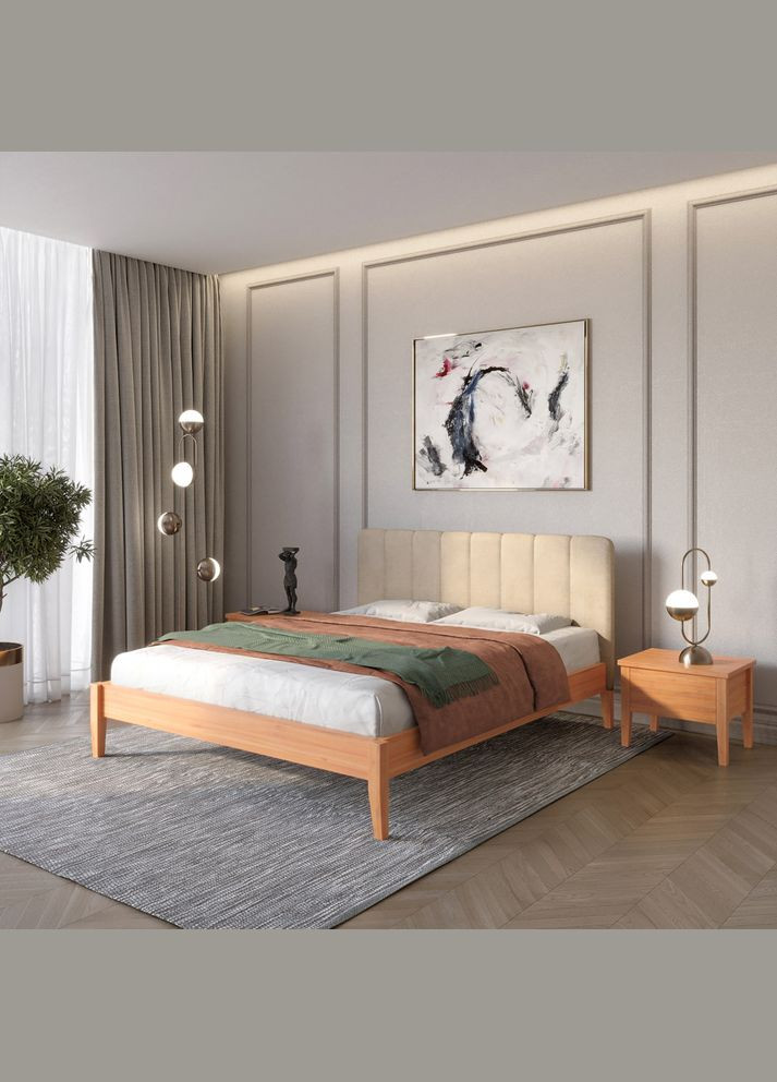 Двоспальне дерев'яне ліжко Лондон ДК /Аляска 23 (Бежевий) Б1 160х190 см (MBG-6553) Mebigrand (368281935)