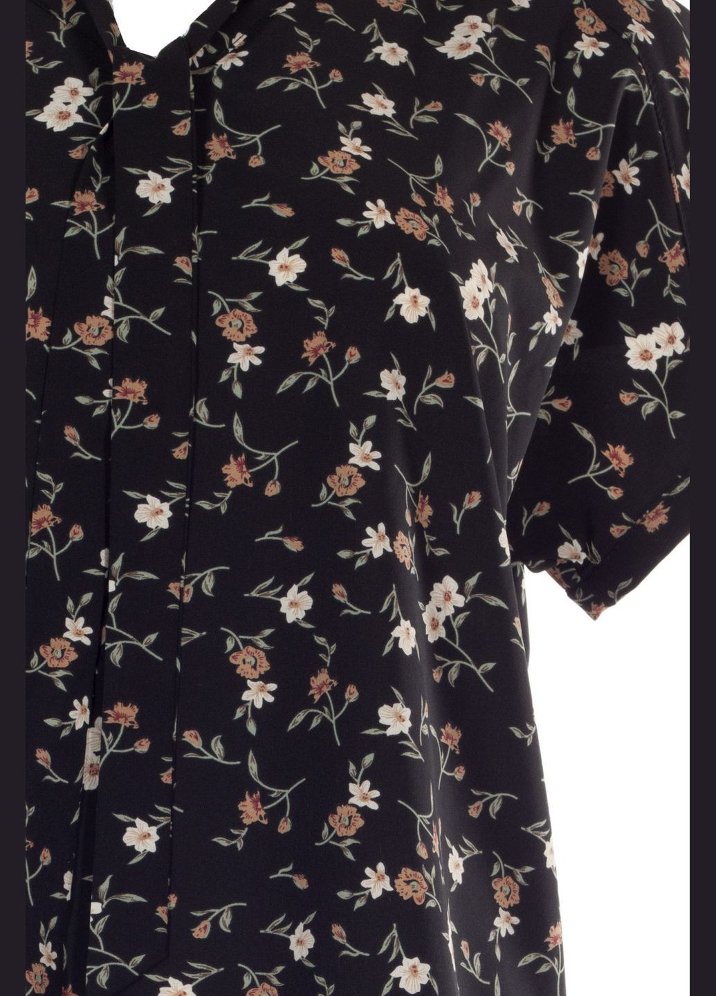 Чёрная женская блузка с цветочным принтом (ll191714691) LadyLike