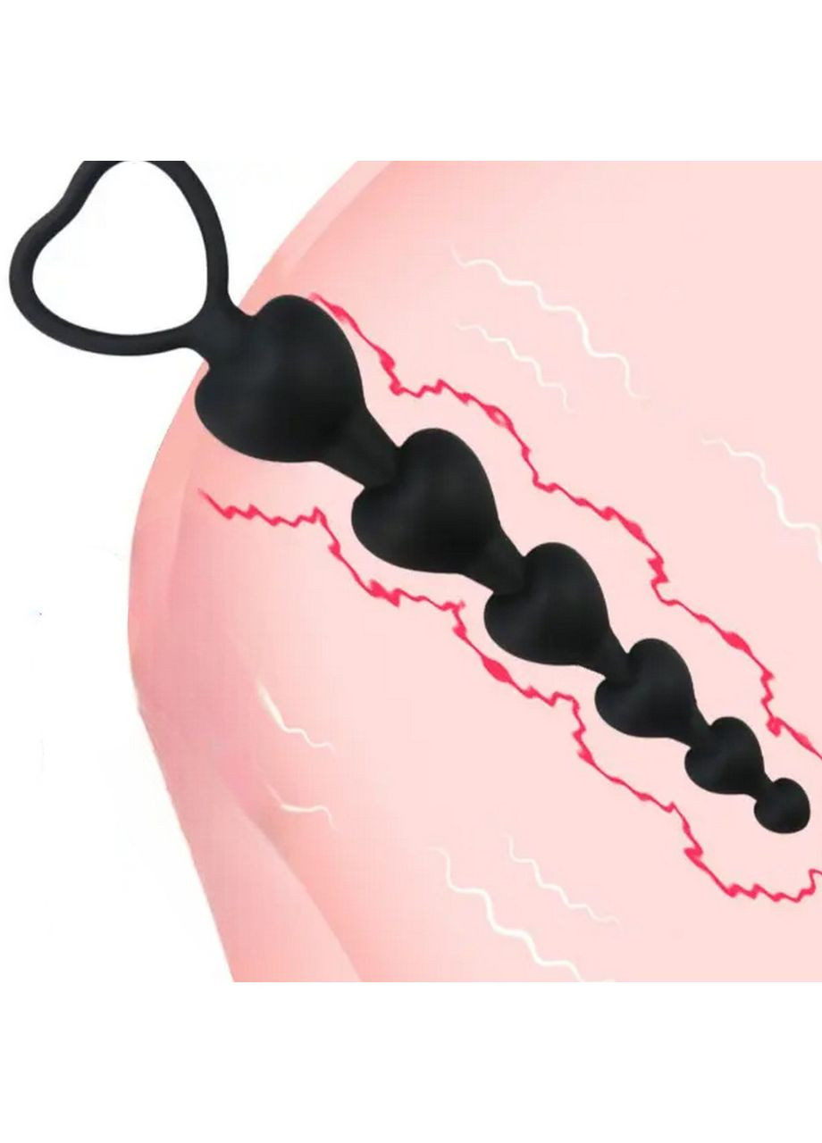 Анальні кульки різного розміру від 1 до 3 см Силіконові анальні намиста Black Anal Ball, чорного кольору No Brand (337168688)