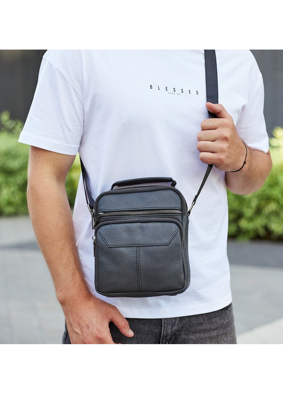 Мужская черная сумка-барсетка из натуральной кожи M2237A Tiding Bag (336551952)