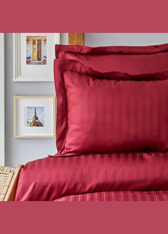 Комплект постельного белья сатин Charm bold bordo бордовый полуторный Karaca Home (285778532)