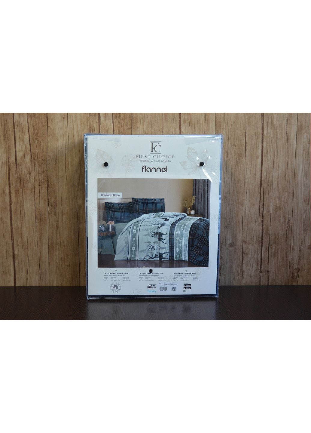 Комплект постільної білизни Flanel 200×220 см Happiness Green First Choice (365814816)