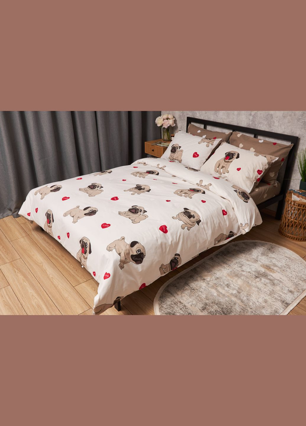 Комплект постельного белья Бязь Gold Люкс «» евро 200х220 наволочки 2х70х70 (MS-820005717) Moon&Star Bulldog Love (302973949)