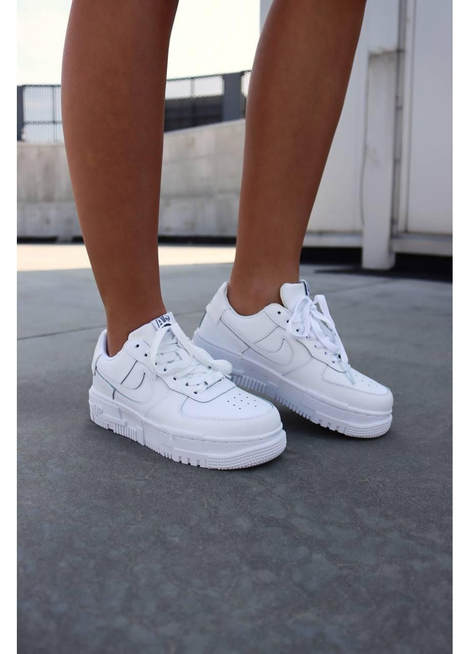 КРОСІВКИ ЖІНОЧІ NIKE AIR FORCE 1 PIXEL WHITE 2 НАЙК АІР ФОРС 1 ПРЕМІУМ No Brand білі демісезони (368888184)