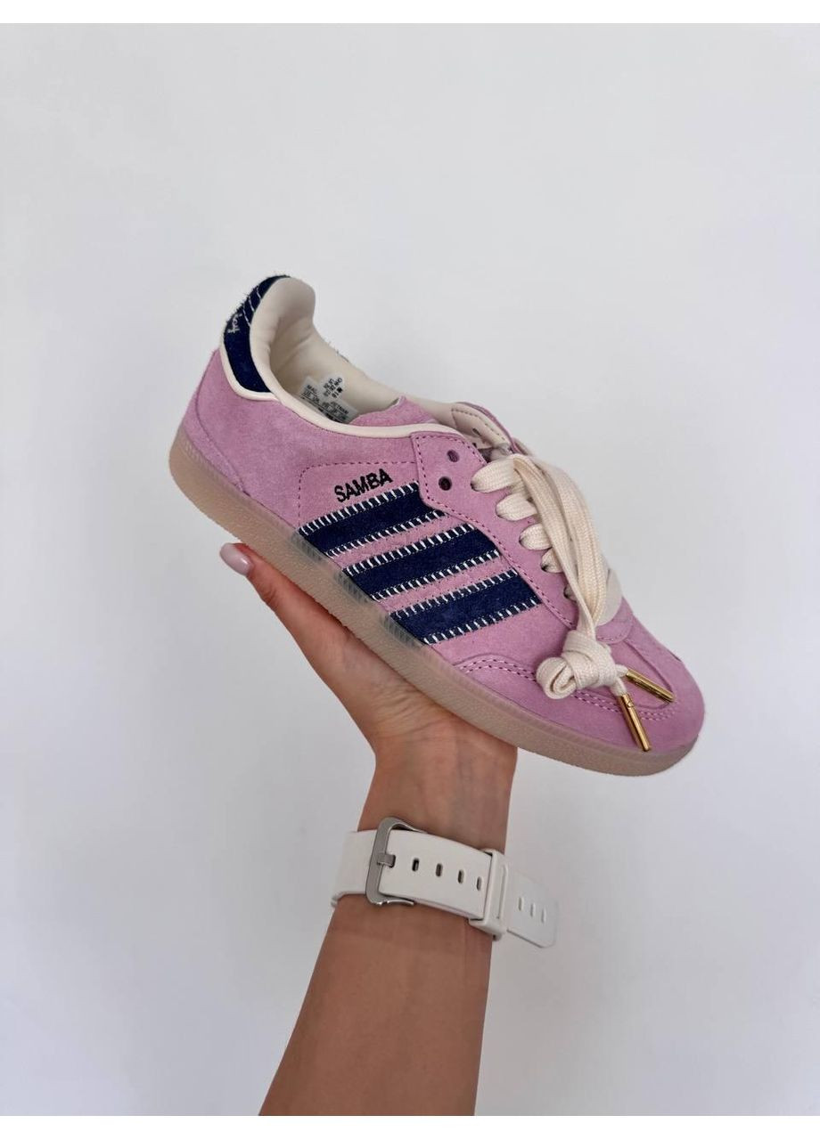 Рожеві Осінні кросівки чоловічі adidas samba notitle pink / navy адідас самба No Brand