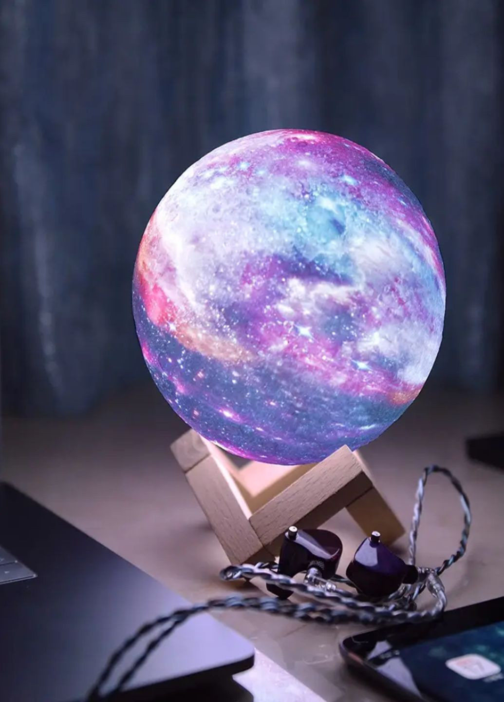 Детский аккумуляторный светодиодный ночник галактика KOS 15 в форме 3D Луны VTech (322416179)