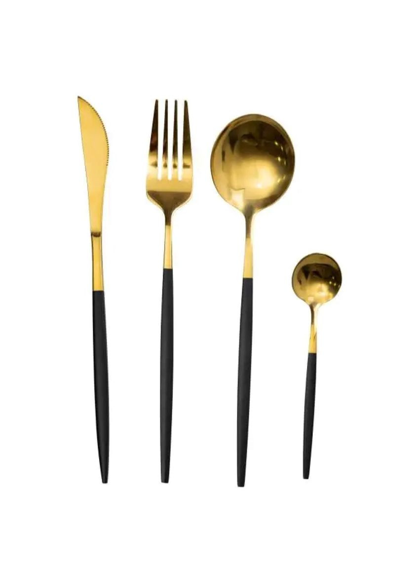 Набір столових приборів 24 предмети столовий набір на 6 персон Золотистий з чорним HP-20-46 Yiwu (326066235)