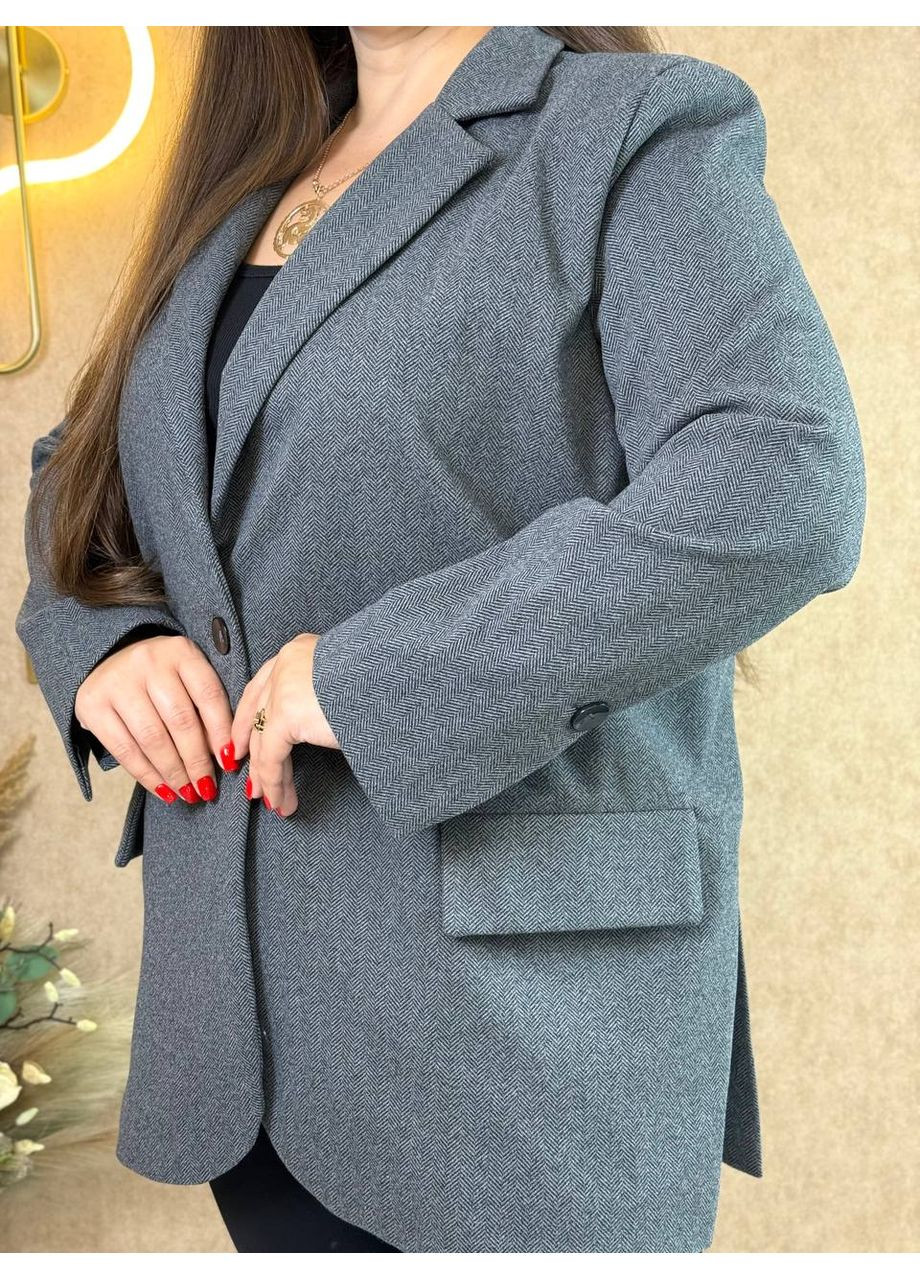 Графітове демісезонне Пальто-жакет жіночий із пальтового кашеміру на підкладці — стильний крій, практичний дизайн (заміри в описі) DK/DL Мода без кордонів