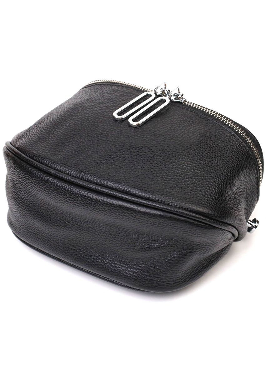 Оригинальная женская кроссбоди через плечо из натуральной кожи черная 22122 Vintage (329195516)