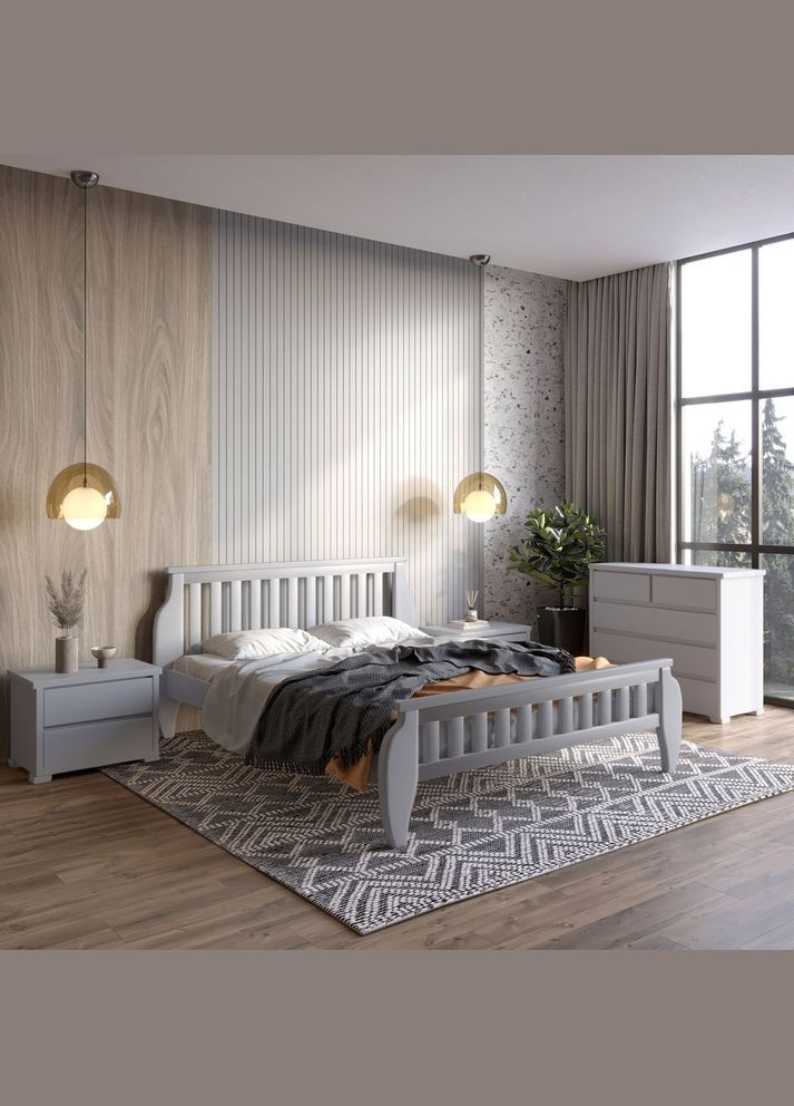 Односпальне дерев'яне ліжко Прага (RAL-7040) 80х190 см (MBG-7100) Mebigrand (366085313)