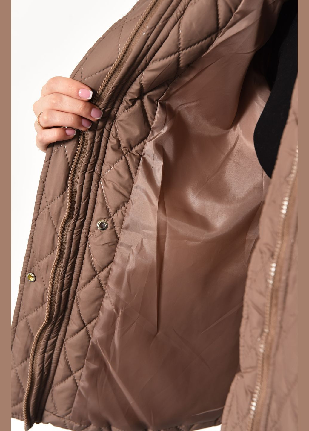 Коричневая демисезонная куртка женская демисезонная коричневого цвета Let's Shop