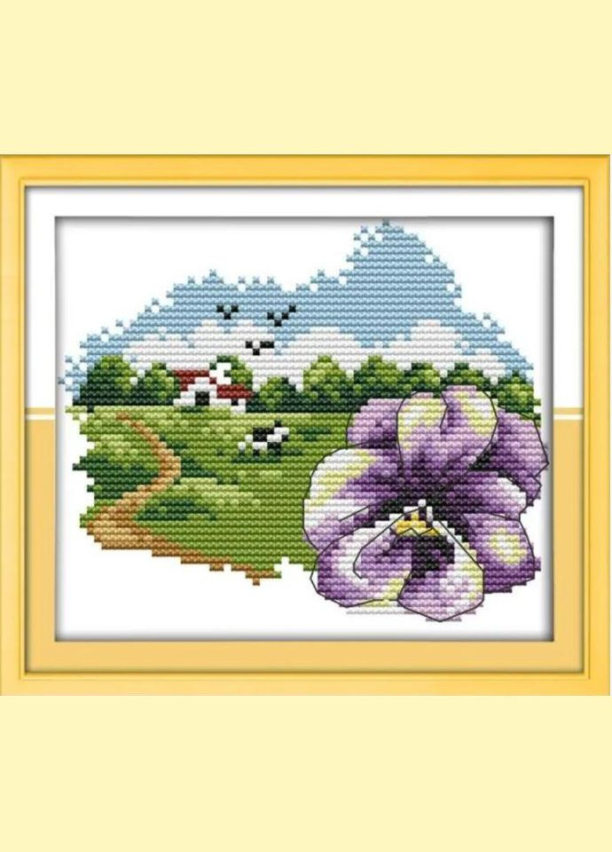 Набір для вишивання за нанесеною на канву схемою "October flower". AIDA 14CT printed 17*16 см Joy Sunday (313614381)