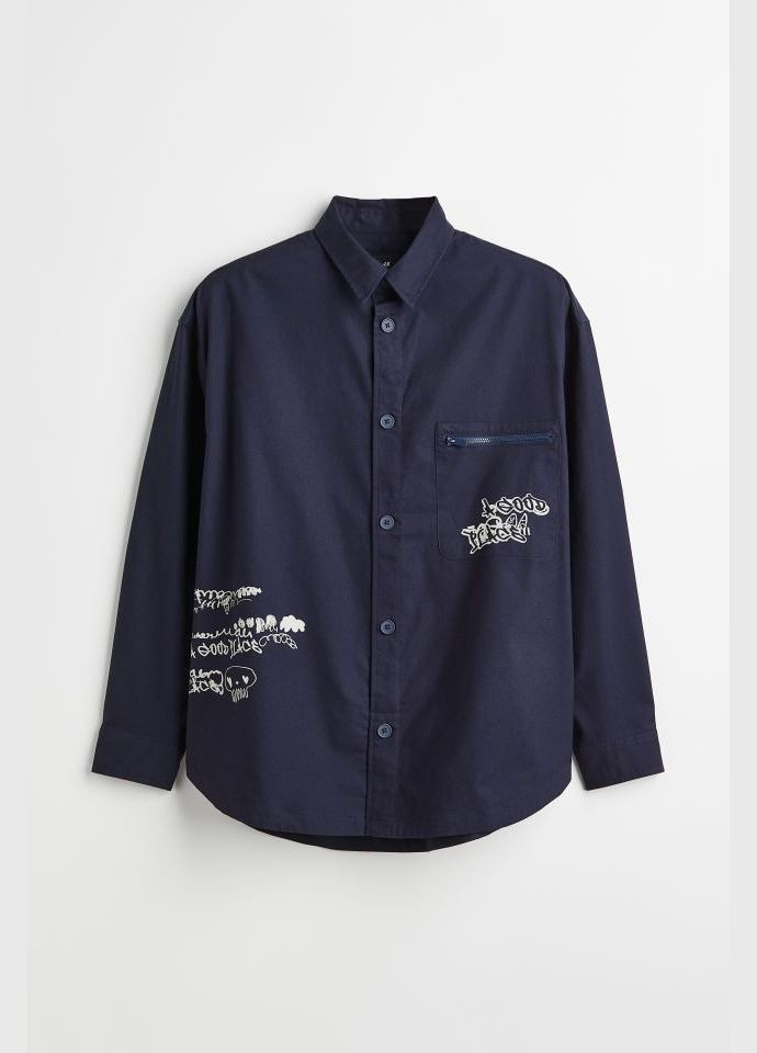 Темно-синяя повседневный рубашка H&M