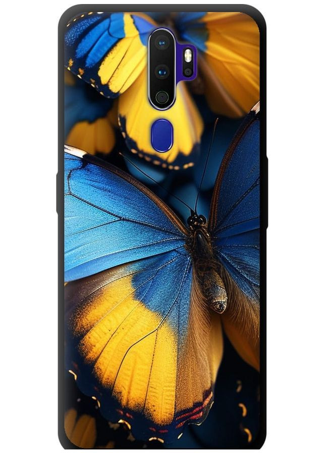 TPU черный чехол 'Желто-голубые бабочки' для Endorphone Oppo A9 2020 (285702737)