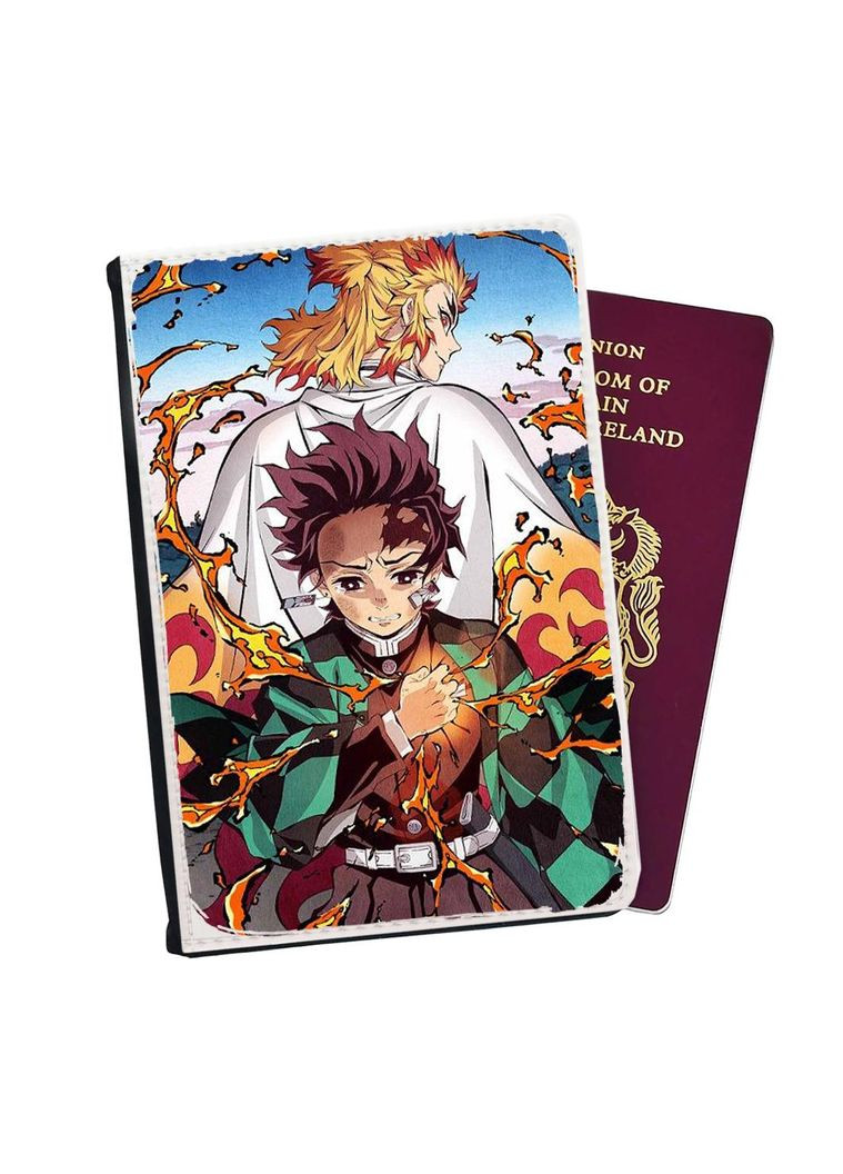 Обложка (портмоне) на паспорт, автодокументы с отсеками Аниме Клинок, уничтожающий демонов #011 Черный No Brand (317550775)