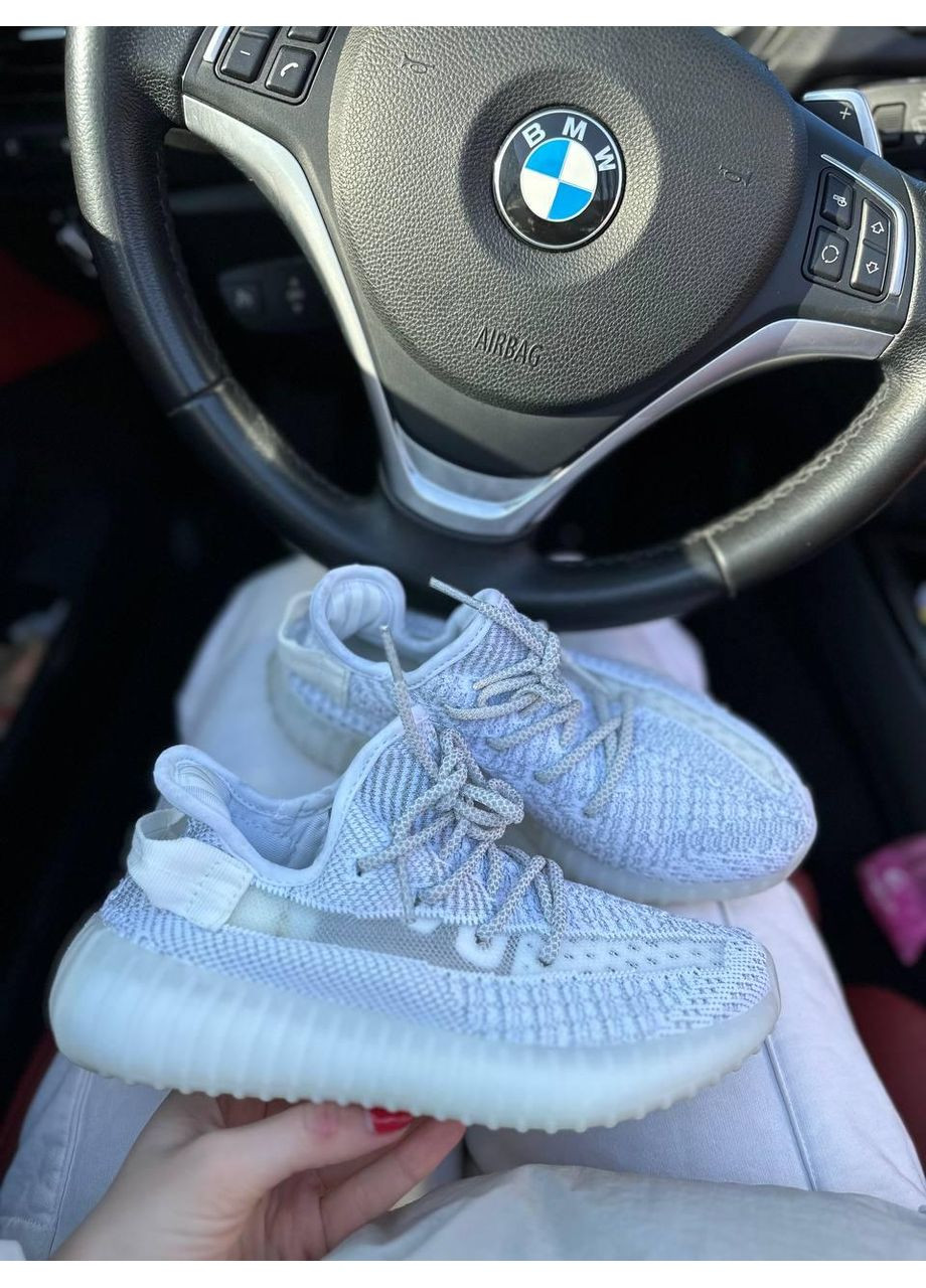 Білі Осінні кросівки чоловічі adidas yeezy boost 350 v2 white full reflective адідас ізі буст No Brand