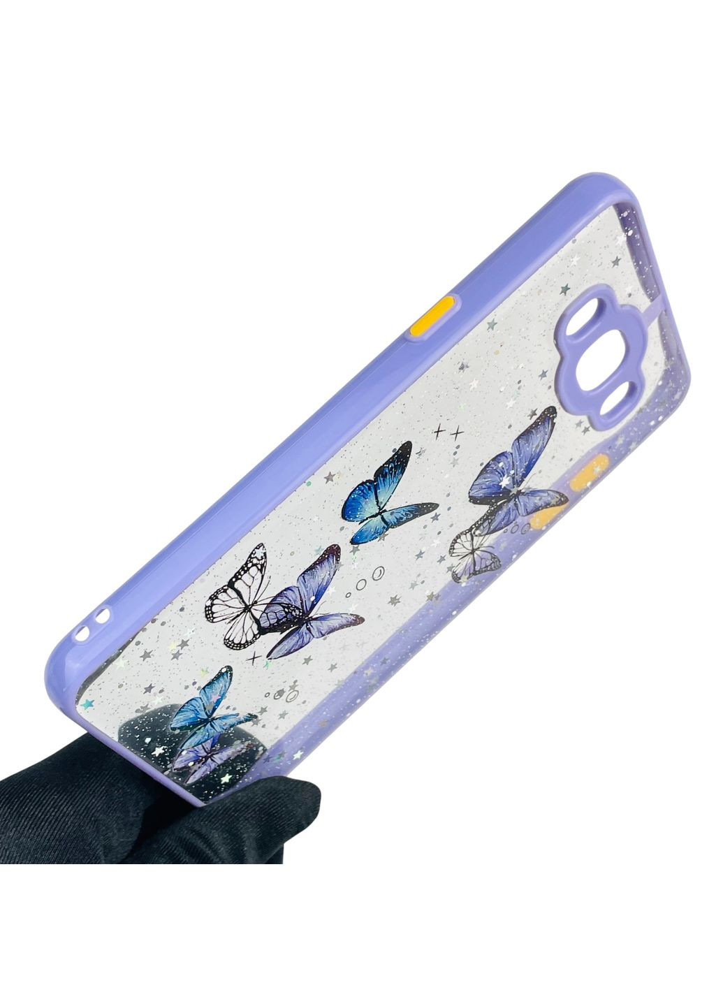 Чохол для Galaxy J7 2016 (SM-J710) з блискітками з метеликами на самсунг г7 2016 бузковий Samsung (366387216)