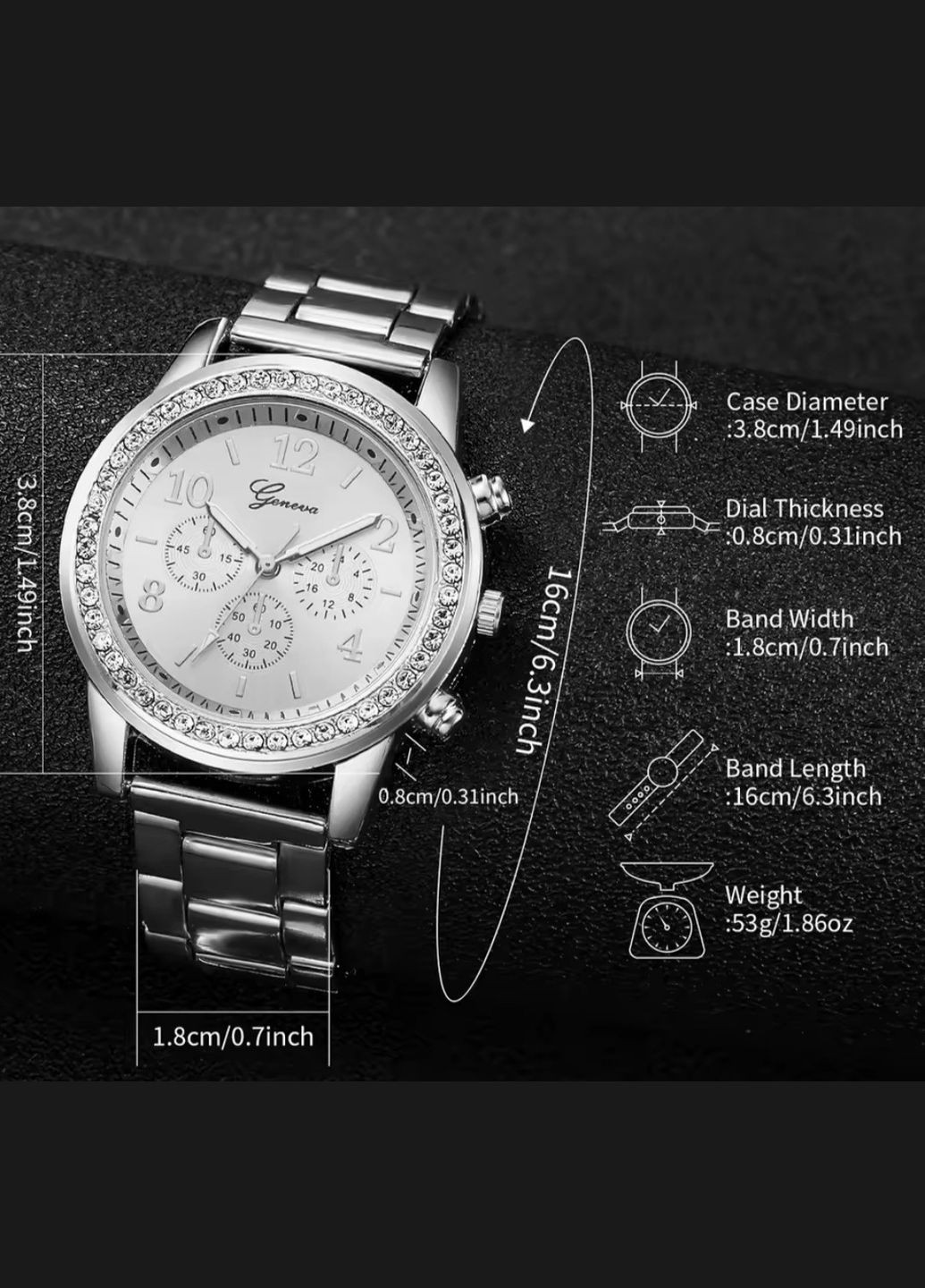 Часы серебристые женские с бижутерией China (345751019)