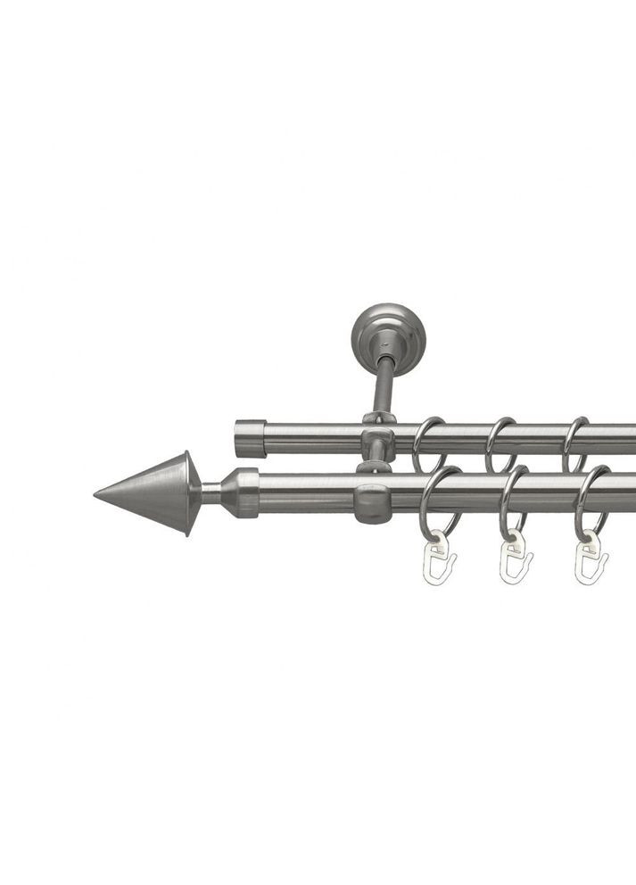 Карниз Фіорі металевий дворядний відкритий гладка труба Нержавіюча Сталь 19\16 мм 300 см (00-00016041) ORVIT (300281598)