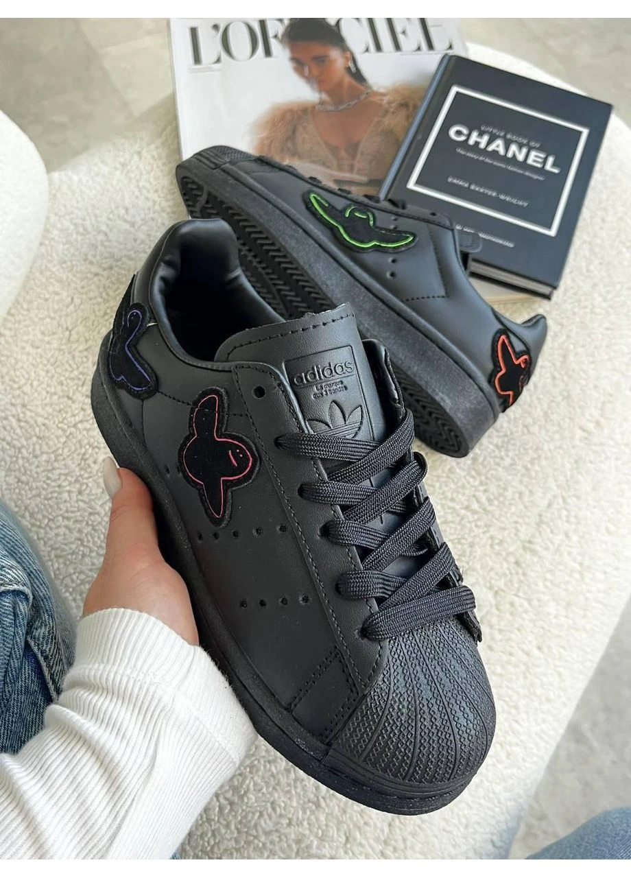 Чорні літні кросівки adidas superstar black ghost адідас суперстар No Brand