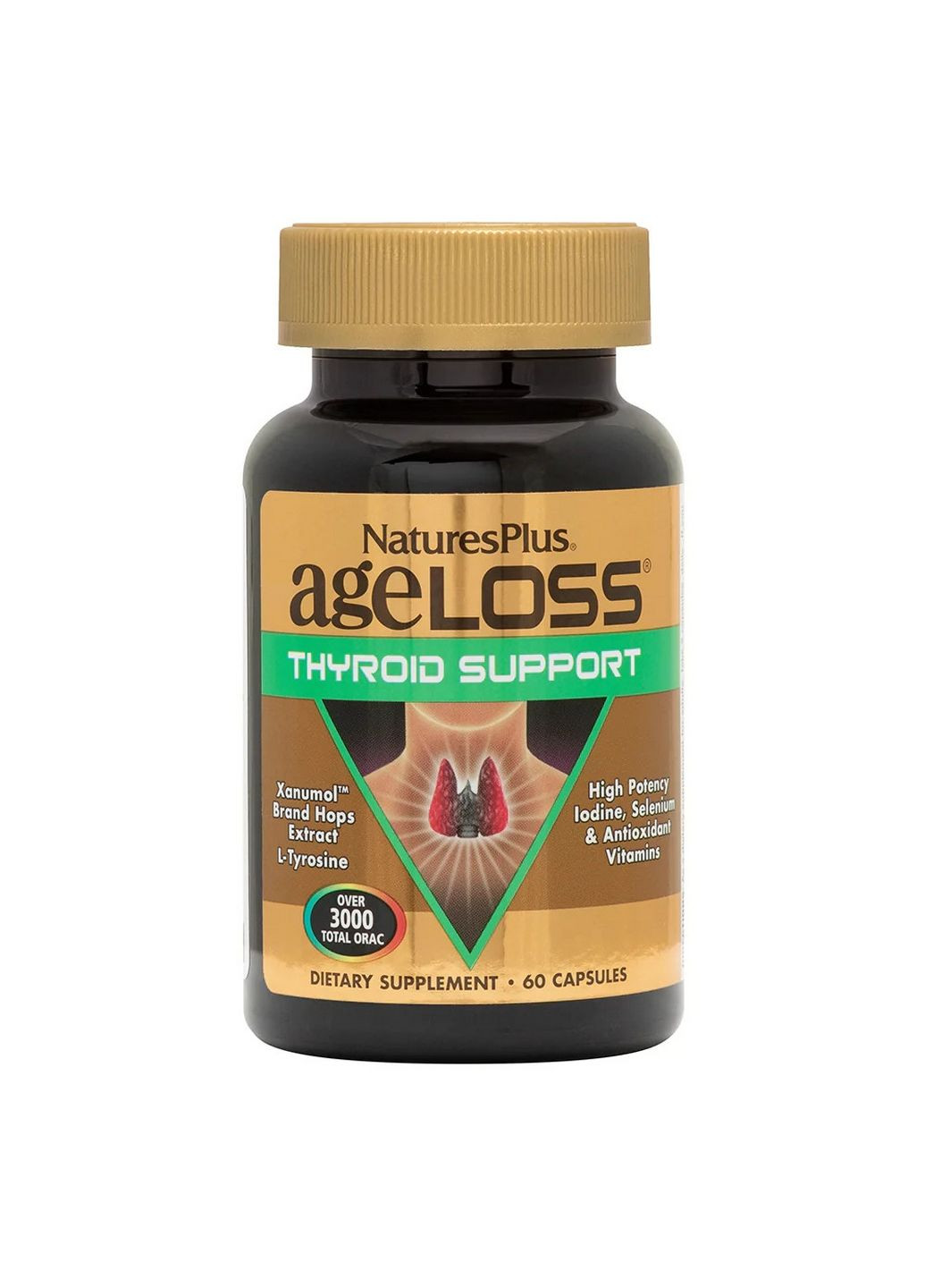 Натуральна добавка AgeLoss Thyroid Support, 60 капсул Natures Plus (293480286)
