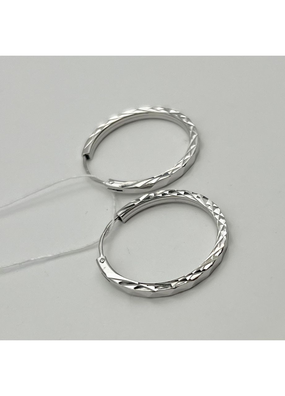 Сережки-кільця срібні з алмазною гранню d=24мм 1,95 г No Brand (369736588)
