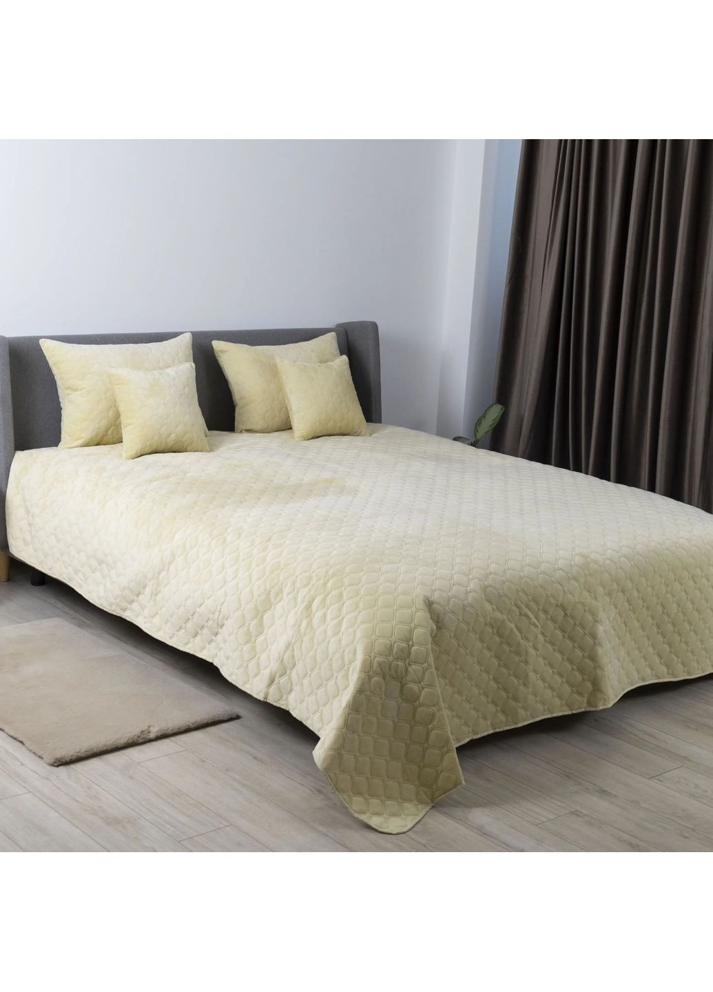 Двуспальное велюровое покрывало 180*240 см гипоаллергенное Бежевое (24190180240) ТЕП (364503589)