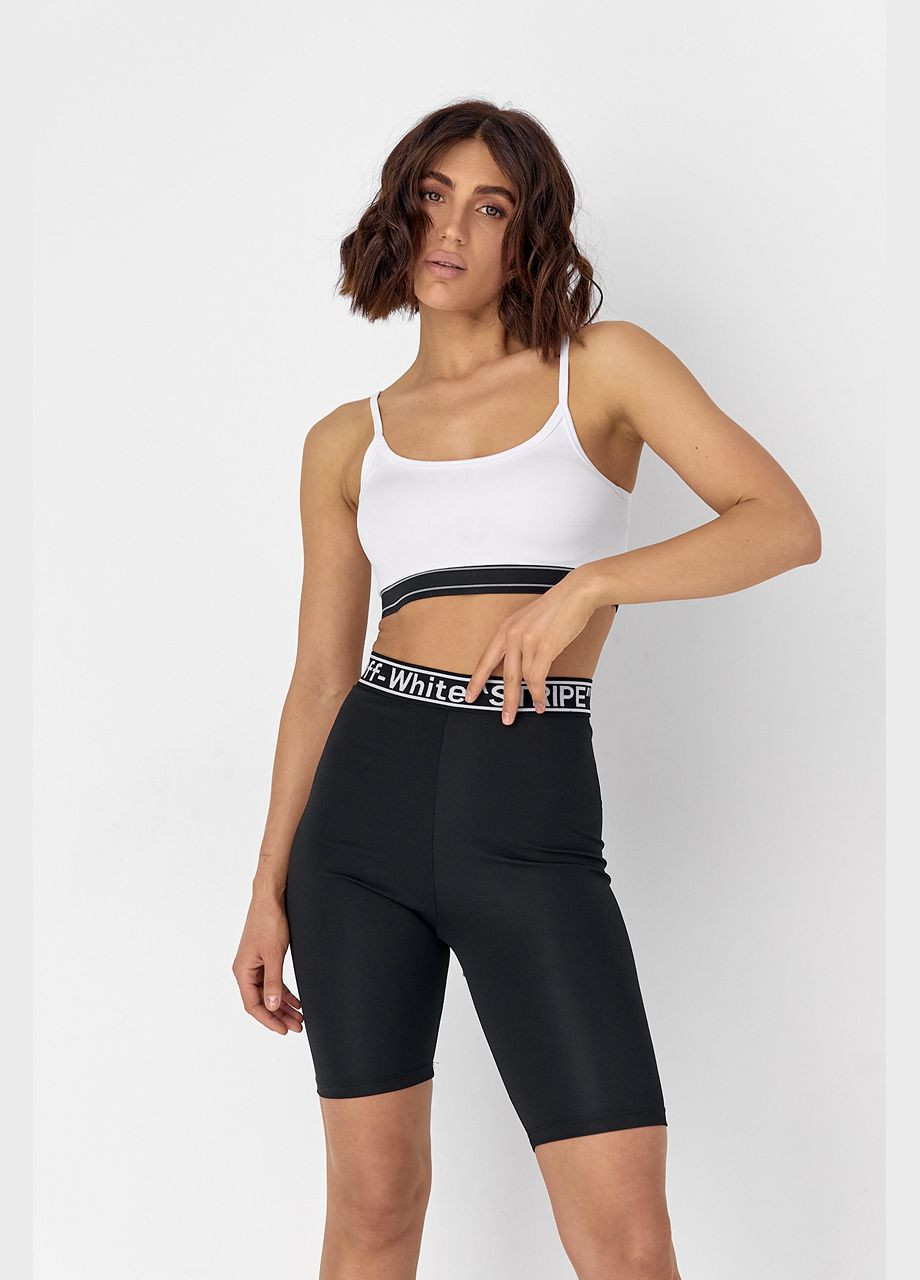 Женский костюм с велосипедными шортами и топом - черный Lurex (293292904)