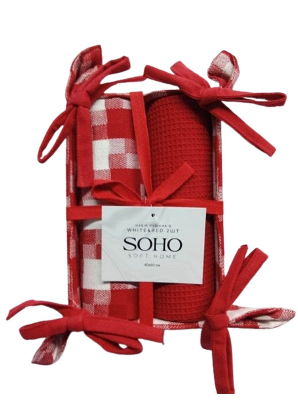 Кухонный текстиль Наб. марш. 40*60см хлопок 100% White&Red 2шт. Soho (365274822)
