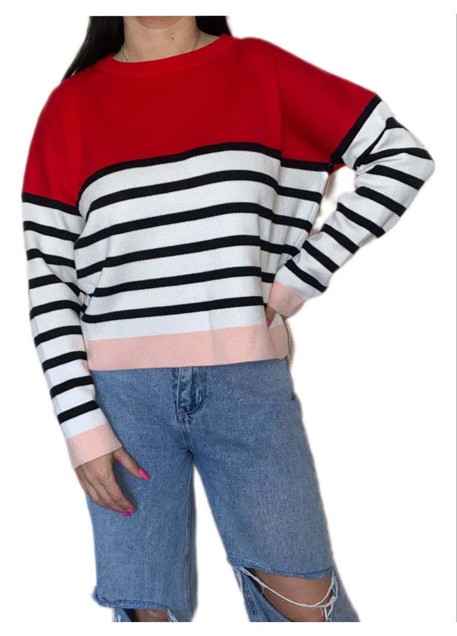 Комбинированный демисезонный хлопковый свитер Fashion Club